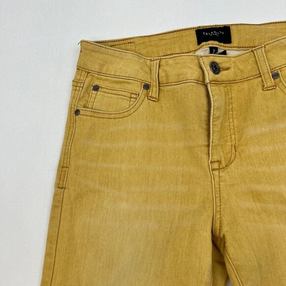 Celebrity Pink Women’s Ankle Skinny Jeans Mid Rise Yellow Size 7/28 - Picture 4 of 9